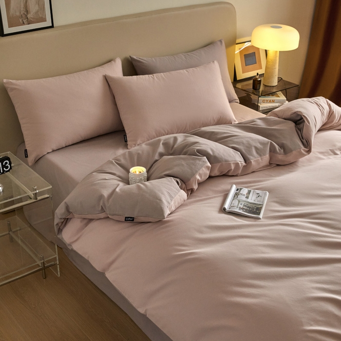 91家纺网 家纺一手货源 找家纺 涵宸家纺 2024新款全棉磨毛四件套纯厚系列（轻）-四件套 纯厚（青紫+星空紫）