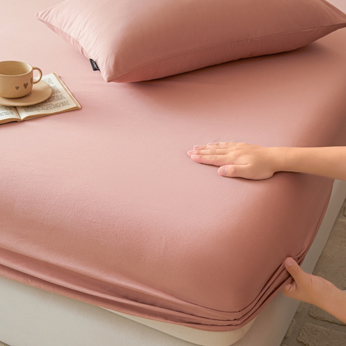 91家纺网 家纺一手货源 找家纺 涵宸家纺 2024新款全棉磨毛四件套纯厚系列-单床笠 a豆沙