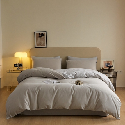 涵宸家纺 2024新款全棉磨毛四件套纯厚系列（轻）-单被套 纯厚（弥漫灰+兰灰）