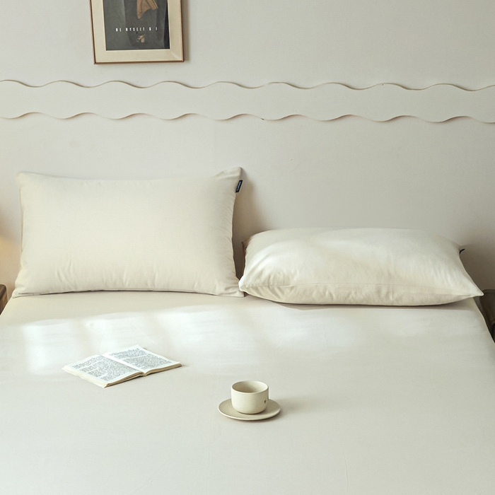 91家纺网 家纺一手货源 找家纺 涵宸家纺 2024新款全棉磨毛四件套纯厚系列-单枕套 a奶白