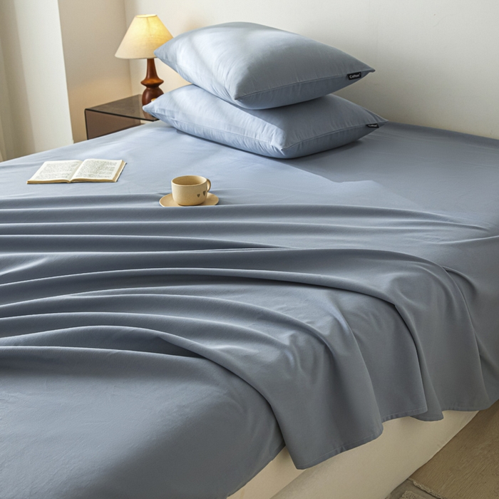 91家纺网 家纺一手货源 找家纺 涵宸家纺 2024新款全棉磨毛四件套纯厚系列-单床单 a星耀兰