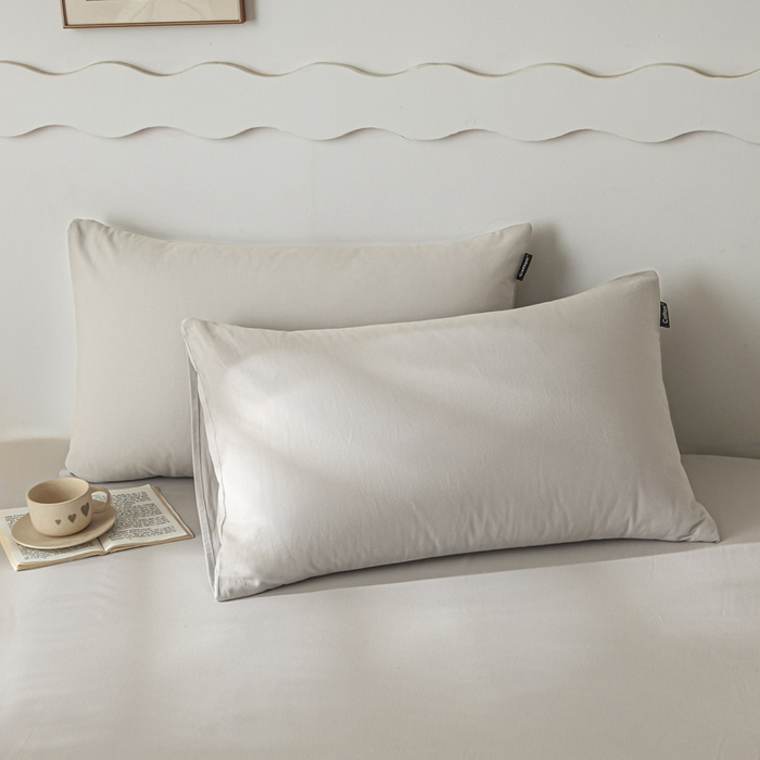 91家纺网 家纺一手货源 找家纺 涵宸家纺 2024新款全棉磨毛四件套纯厚系列-单枕套 a弥漫灰