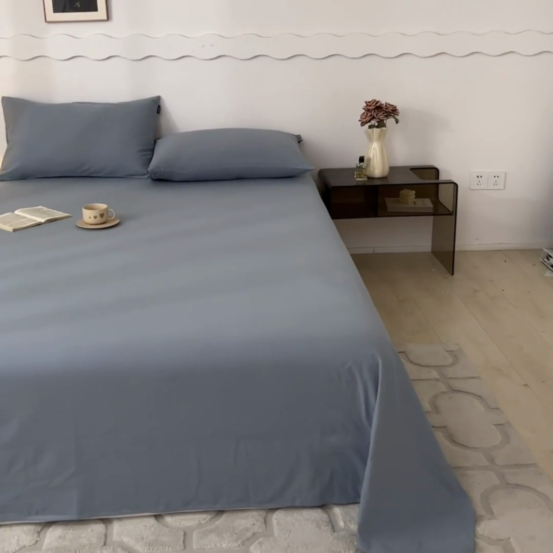 91家纺网 家纺一手货源 找家纺 涵宸家纺 2024新款全棉磨毛四件套纯厚系列-单床单 a星耀兰