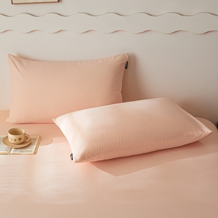 91家纺网 家纺一手货源 找家纺 涵宸家纺 2024新款全棉磨毛四件套纯厚系列-单枕套 a樱花粉