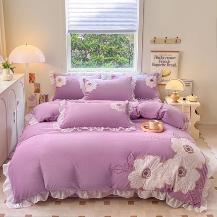 91家纺网 家纺一手货源 找家纺 （总）2024新款亲肤舒适牛奶绒重工艺四件套木子专版