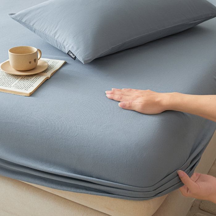 91家纺网 家纺一手货源 找家纺 涵宸家纺 2024新款全棉磨毛四件套纯厚系列-单床笠 a星耀兰