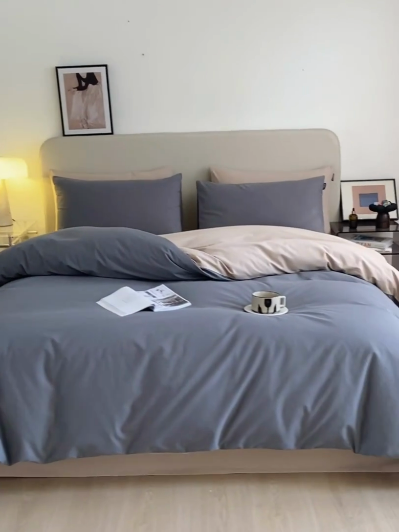 91家纺网 家纺一手货源 找家纺 涵宸家纺 2024新款全棉磨毛四件套纯厚系列（轻）-四件套 纯厚（高级灰+棕）