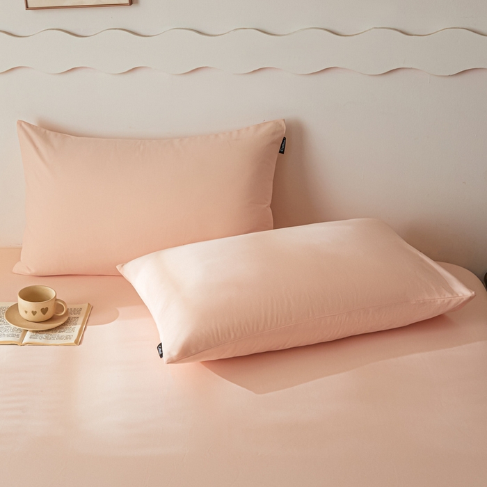 91家纺网 家纺一手货源 找家纺 涵宸家纺 2024新款全棉磨毛四件套纯厚系列-单枕套 a樱花粉