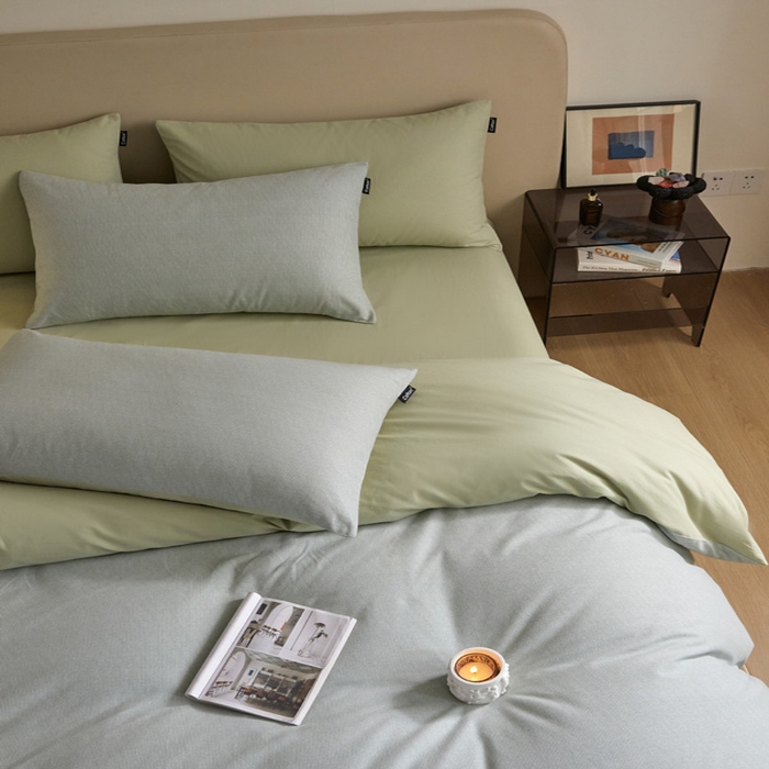 91家纺网 家纺一手货源 找家纺 涵宸家纺 2024新款全棉磨毛四件套纯厚系列（轻）-单被套 纯厚-枝条绿