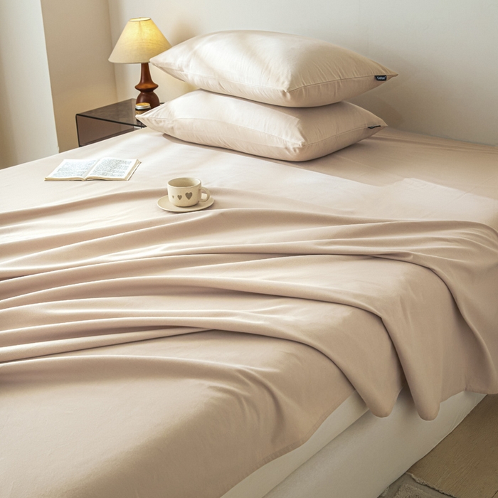 91家纺网 家纺一手货源 找家纺 涵宸家纺 2024新款全棉磨毛四件套纯厚系列-单床单 a白桃