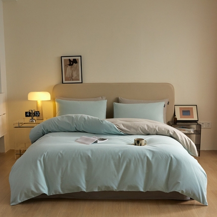 涵宸家纺 2024新款全棉磨毛四件套纯厚系列（轻）-单被套 纯厚（爱琴海+漫灰）