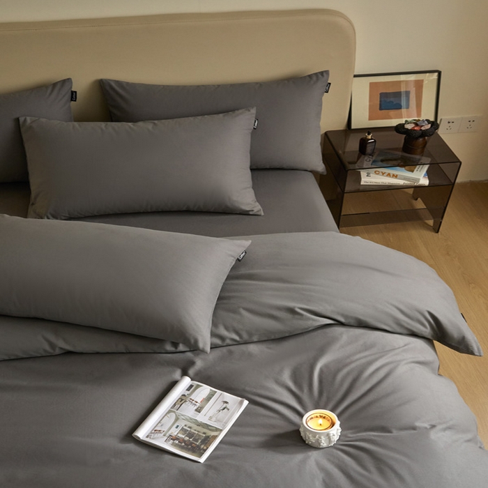 91家纺网 家纺一手货源 找家纺 涵宸家纺 2024新款全棉磨毛四件套纯厚系列（轻）-单被套 纯厚-高级灰
