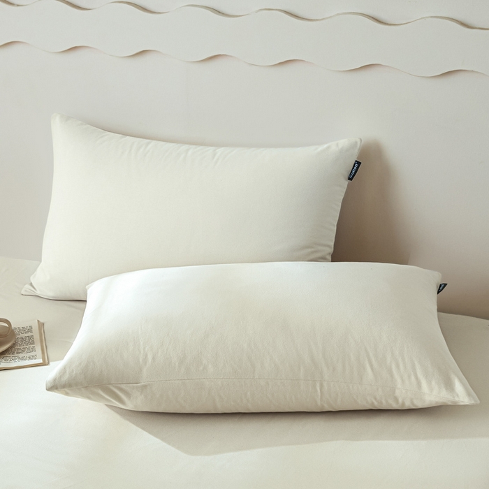 91家纺网 家纺一手货源 找家纺 涵宸家纺 2024新款全棉磨毛四件套纯厚系列-单枕套 a奶白