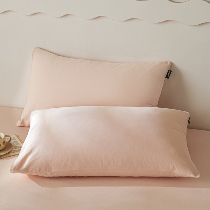 91家纺网 家纺一手货源 找家纺 涵宸家纺 2024新款全棉磨毛四件套纯厚系列-单枕套 a樱花粉