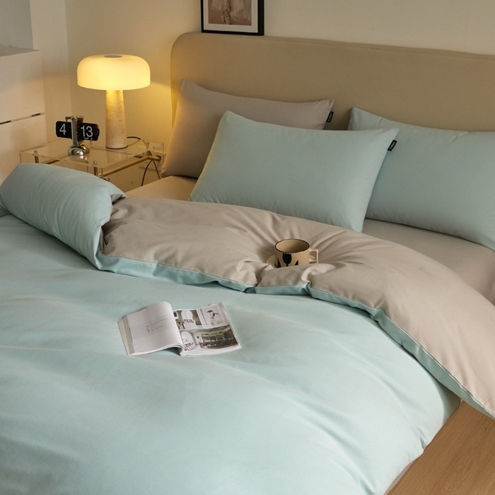 91家纺网 家纺一手货源 找家纺 涵宸家纺 2024新款全棉磨毛四件套纯厚系列（轻）-单被套 纯厚（爱琴海+漫灰）