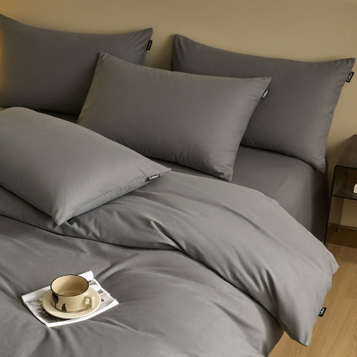 91家纺网 家纺一手货源 找家纺 涵宸家纺 2024新款全棉磨毛四件套纯厚系列（轻）-单被套 纯厚-高级灰