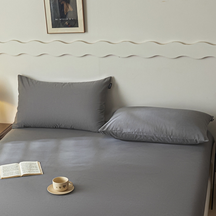 91家纺网 家纺一手货源 找家纺 涵宸家纺 2024新款全棉磨毛四件套纯厚系列-单枕套 a高级灰