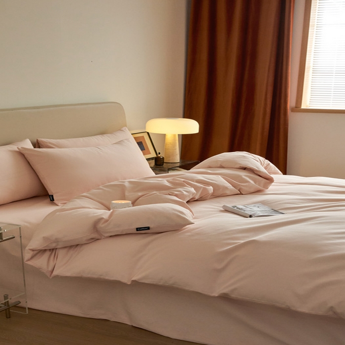 91家纺网 家纺一手货源 找家纺 涵宸家纺 2024新款全棉磨毛四件套纯厚系列（轻）-四件套 纯厚-樱花粉