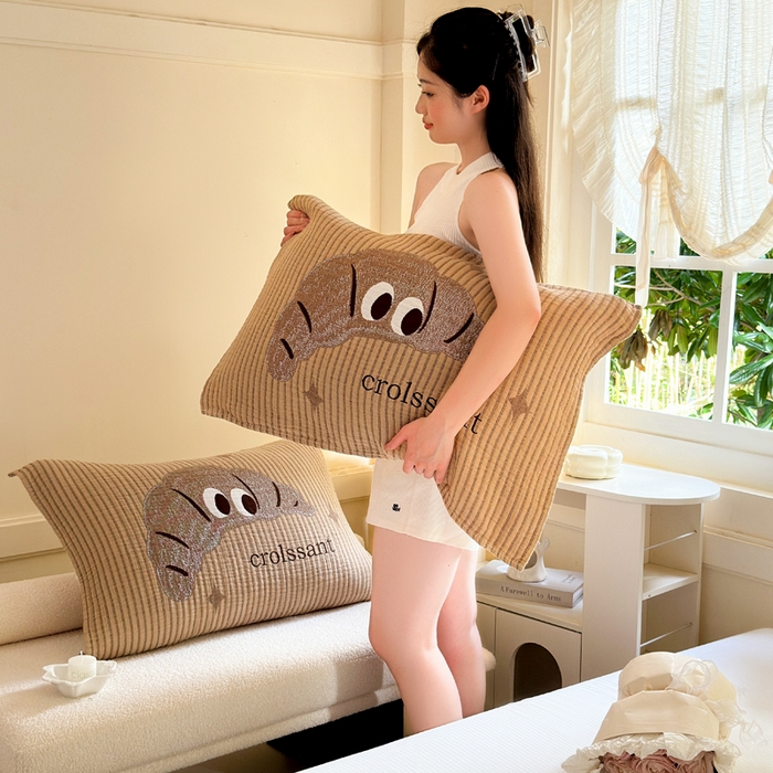 91家纺网 家纺一手货源 找家纺 朴尔家纺-毛巾被 2024新款纯棉纱布枕巾一对装家用全棉吸汗枕头毛巾加大防滑防头油情侣学生 牛角甜包52*75cm一对