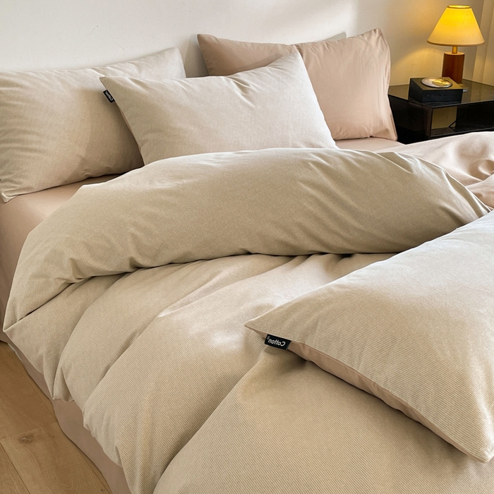 91家纺网 家纺一手货源 找家纺 涵宸家纺 2024新款全棉磨毛四件套纯厚系列（简）-四件套 纯厚-枝条咖