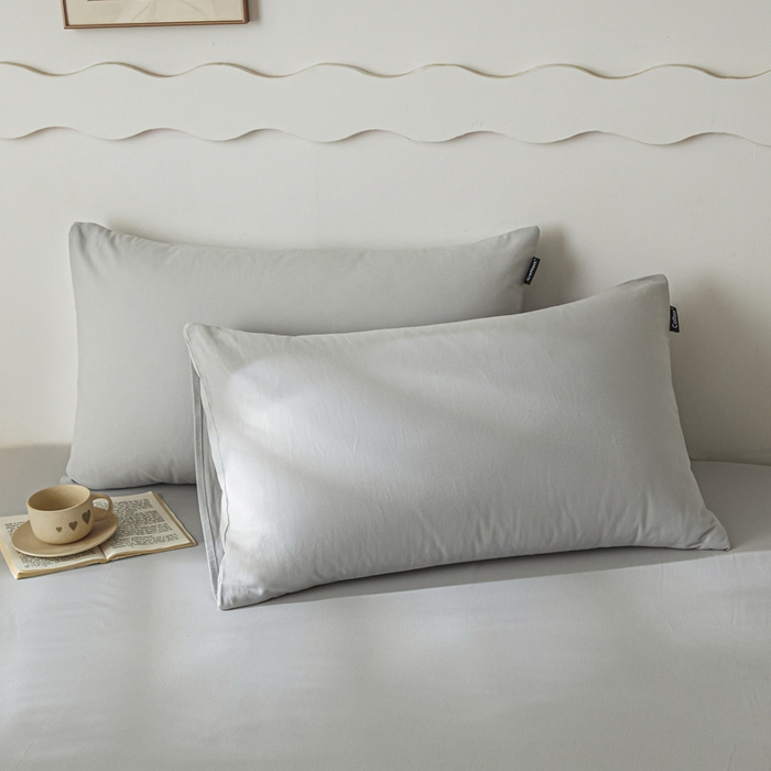 91家纺网 家纺一手货源 找家纺 涵宸家纺 2024新款全棉磨毛四件套纯厚系列-单枕套 a兰灰