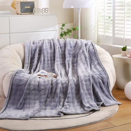 91家纺网 家纺一手货源 找家纺 永乐家居 2024新款暖绒泡泡情毯子毛毯 暖绒泡泡情毯-银灰雅情泡泡绒