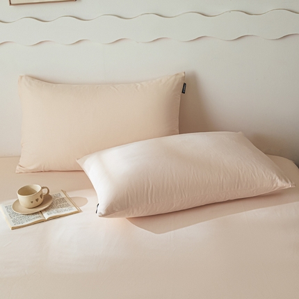 91家纺网 家纺一手货源 找家纺 涵宸家纺 2024新款全棉磨毛四件套纯厚系列-单枕套 a白桃