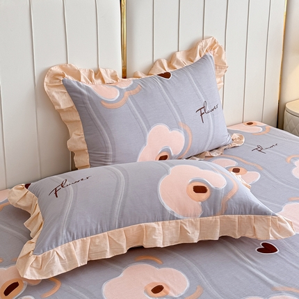 91家纺网 家纺一手货源 找家纺 （总）爱妮玖玖家纺 2024新款全棉印花小蕾丝花边单层枕套