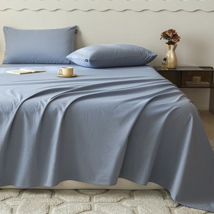 91家纺网 家纺一手货源 找家纺 涵宸家纺 2024新款全棉磨毛四件套纯厚系列-单床单 a星耀兰