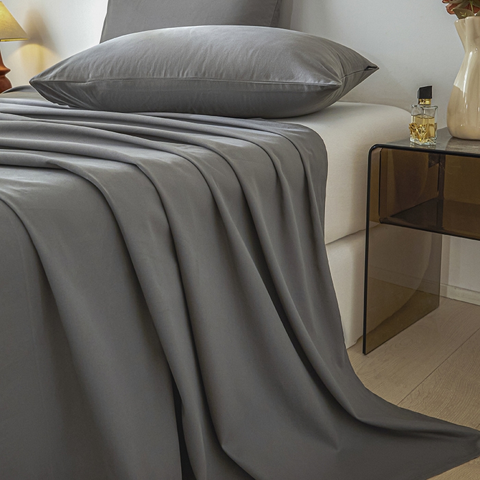 91家纺网 家纺一手货源 找家纺 涵宸家纺 2024新款全棉磨毛四件套纯厚系列-单床单 a高级灰