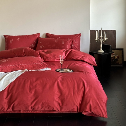 91家纺网 家纺一手货源 找家纺 （总）宜代光年 2024新款全棉提花婚庆四件套-爱丽丝,爱丽丝