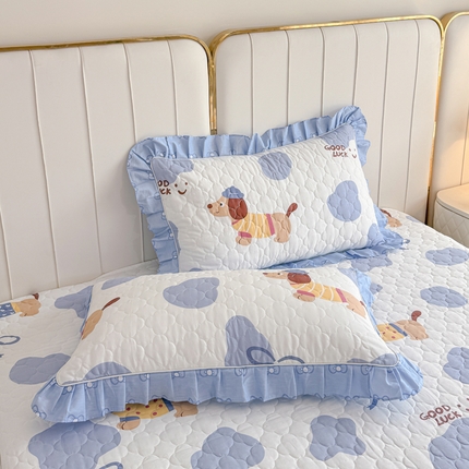 91家纺网 家纺一手货源 找家纺 （总）爱妮玖玖家纺 2024新款全棉印花小蕾丝花边夹棉枕套