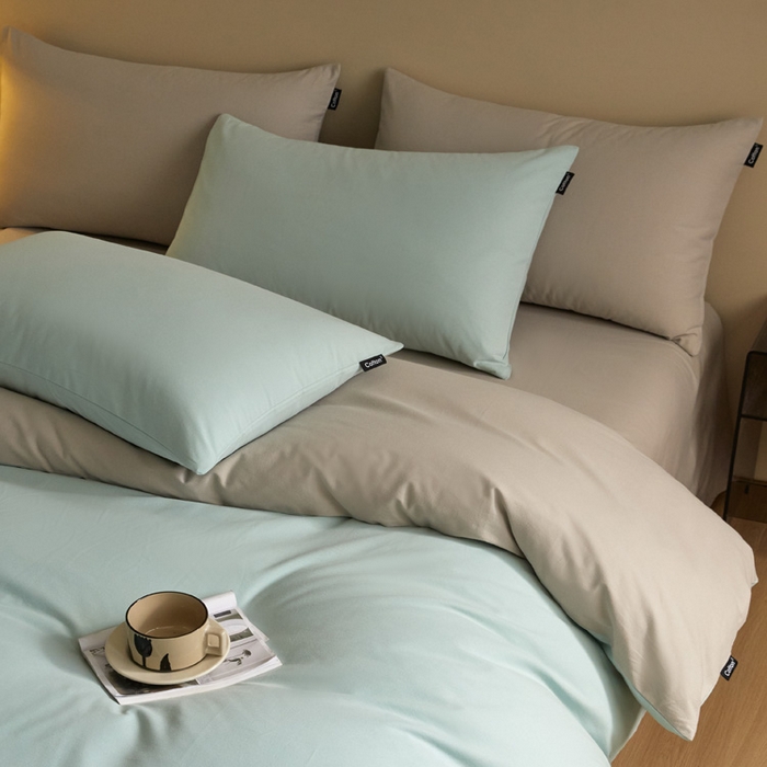 91家纺网 家纺一手货源 找家纺 涵宸家纺 2024新款全棉磨毛四件套纯厚系列（轻）-单被套 纯厚（爱琴海+漫灰）