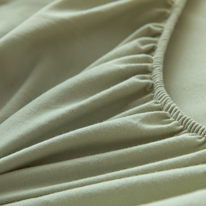 91家纺网 家纺一手货源 找家纺 涵宸家纺 2024新款全棉磨毛四件套纯厚系列-单床笠 a古今绿