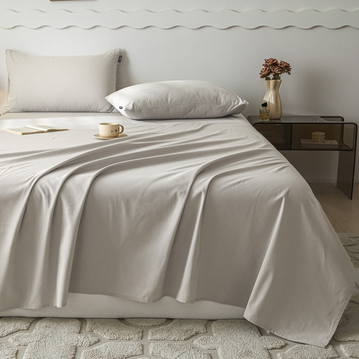 91家纺网 家纺一手货源 找家纺 涵宸家纺 2024新款全棉磨毛四件套纯厚系列-单床单 a弥漫灰