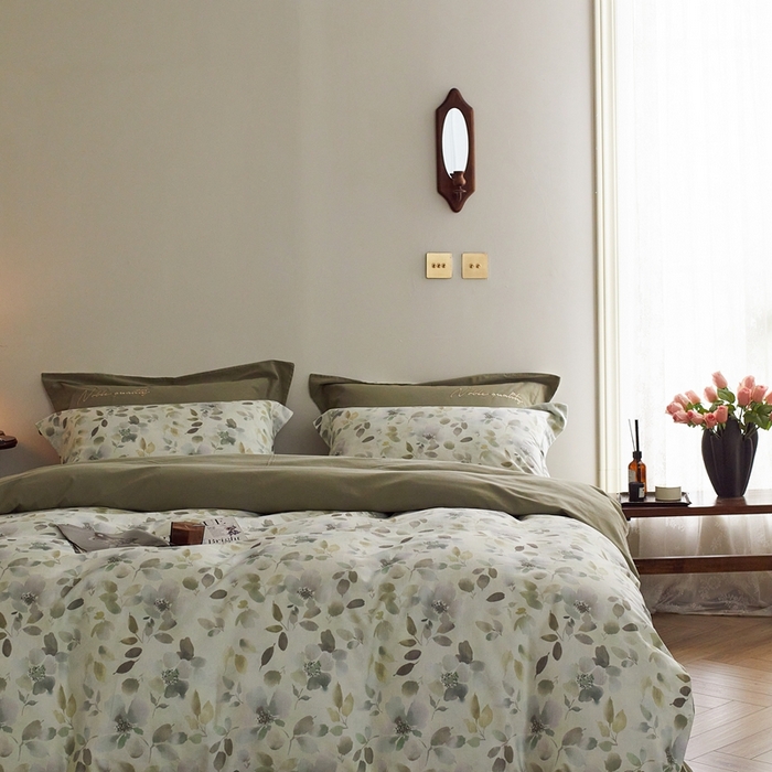 91家纺网 家纺一手货源 找家纺 由丽家纺 2025年8月全棉数码印花磨毛双面用四件套 纷纷-绿