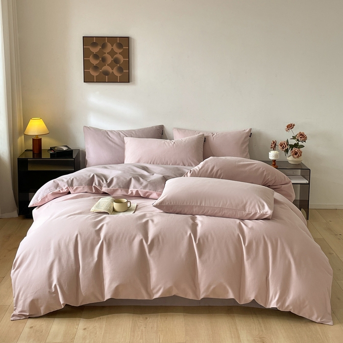 91家纺网 家纺一手货源 找家纺 涵宸家纺 2024新款全棉磨毛四件套纯厚系列（简）-四件套 纯厚（青紫+星空紫）