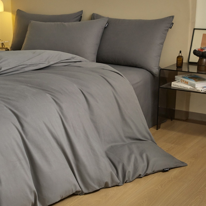 91家纺网 家纺一手货源 找家纺 涵宸家纺 2024新款全棉磨毛四件套纯厚系列（轻）-单被套 纯厚-高级灰