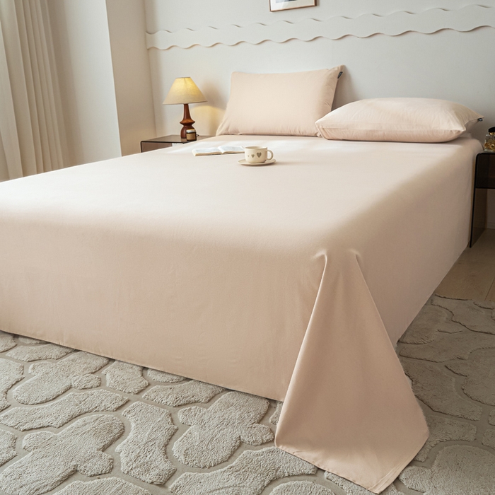 91家纺网 家纺一手货源 找家纺 涵宸家纺 2024新款全棉磨毛四件套纯厚系列-单床单 a白桃