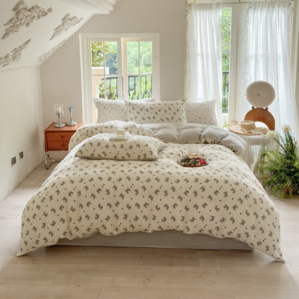 木楌  2025新款全棉A类皱皱纱印花四件套 涵雅