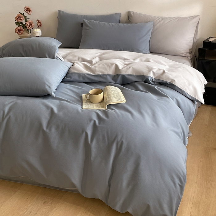 91家纺网 家纺一手货源 找家纺 涵宸家纺 2024新款全棉磨毛四件套纯厚系列（简）-四件套 纯厚（星耀兰+兰灰）