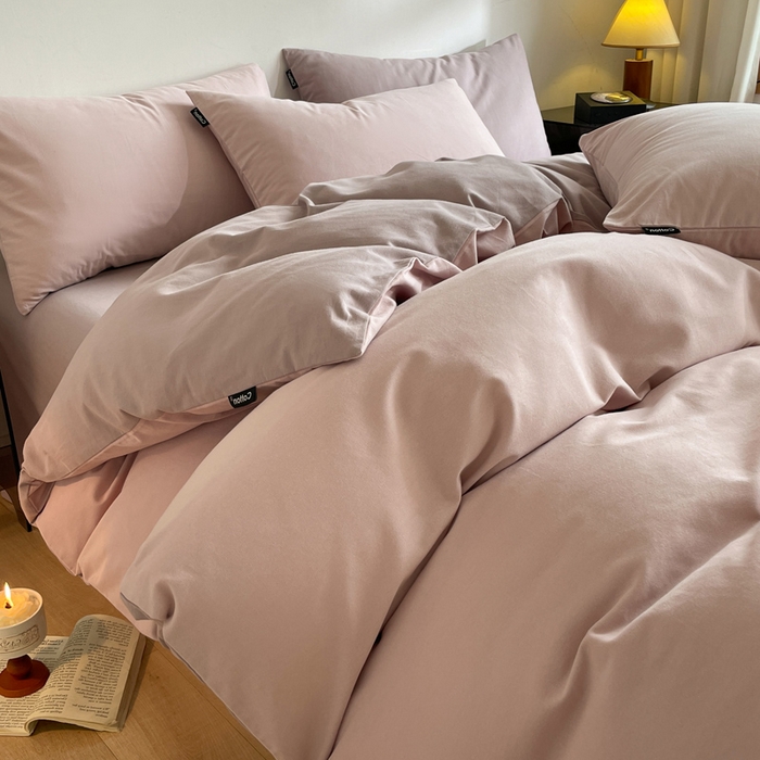 91家纺网 家纺一手货源 找家纺 涵宸家纺 2024新款全棉磨毛四件套纯厚系列（简）-四件套 纯厚（青紫+星空紫）