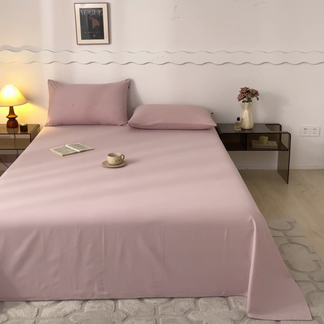 91家纺网 家纺一手货源 找家纺 涵宸家纺 2024新款全棉磨毛四件套纯厚系列-单床单 a青紫