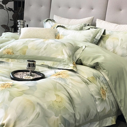 91家纺网 家纺一手货源 找家纺 （总）薏思家纺 2025新款全棉生态磨毛数码印花高奢撞色四件套-繁花系列Blossoms