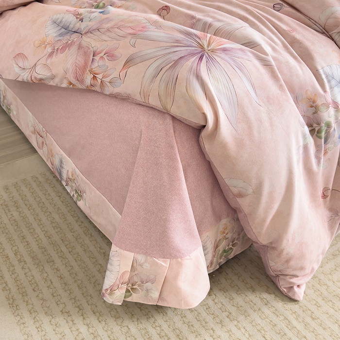 91家纺网 家纺一手货源 找家纺 新月家纺（锦威郎） 2024新款全棉加厚长绒棉数码印花四件套系列 茉彩花韵-粉