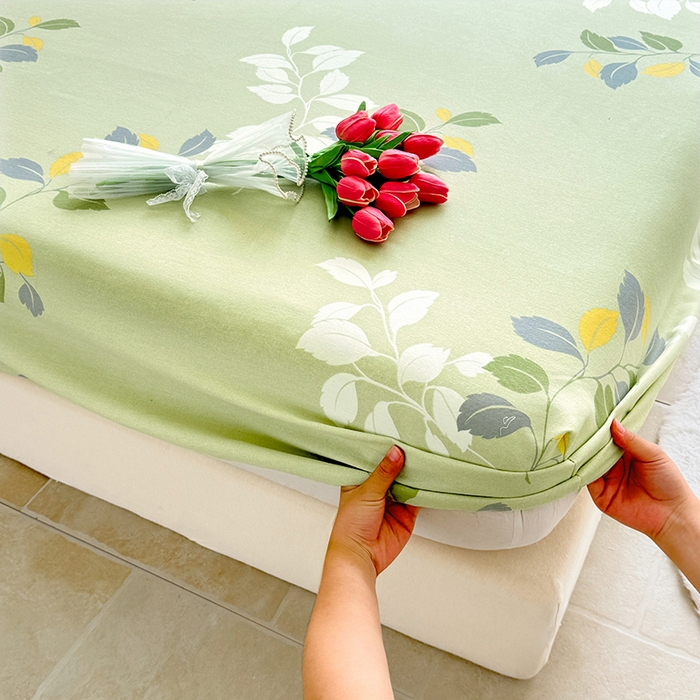 91家纺网 家纺一手货源 找家纺 家贝爱 2024新款加厚生态全棉磨毛床笠 翠影花枝