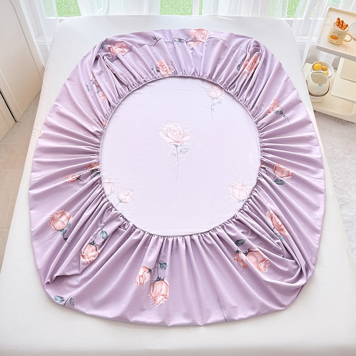 91家纺网 家纺一手货源 找家纺 家贝爱 2024新款加厚生态全棉磨毛床笠 花城紫