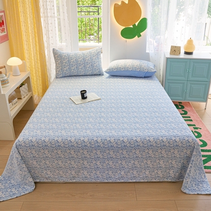 菡宝 2024新款雕花绒230g全消光牛奶绒四件套及单品 - 单床单 蔓朵蓝