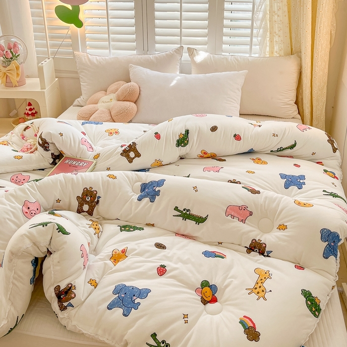 91家纺网 家纺一手货源 找家纺 心卓婴童馆 2025新款针织棉印花被子冬被被芯被子系列-成人图 动物集