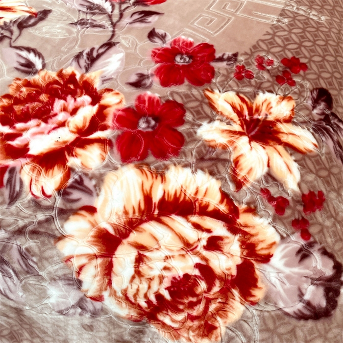 91家纺网 家纺一手货源 找家纺 凯轩毛毛毯毯子网销专供 2024新款花开盛世5D婚庆云毛毯毯子 花开盛世-驼色